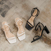 Tacones romanos de punta cuadrada y gruesos de verano para mujer